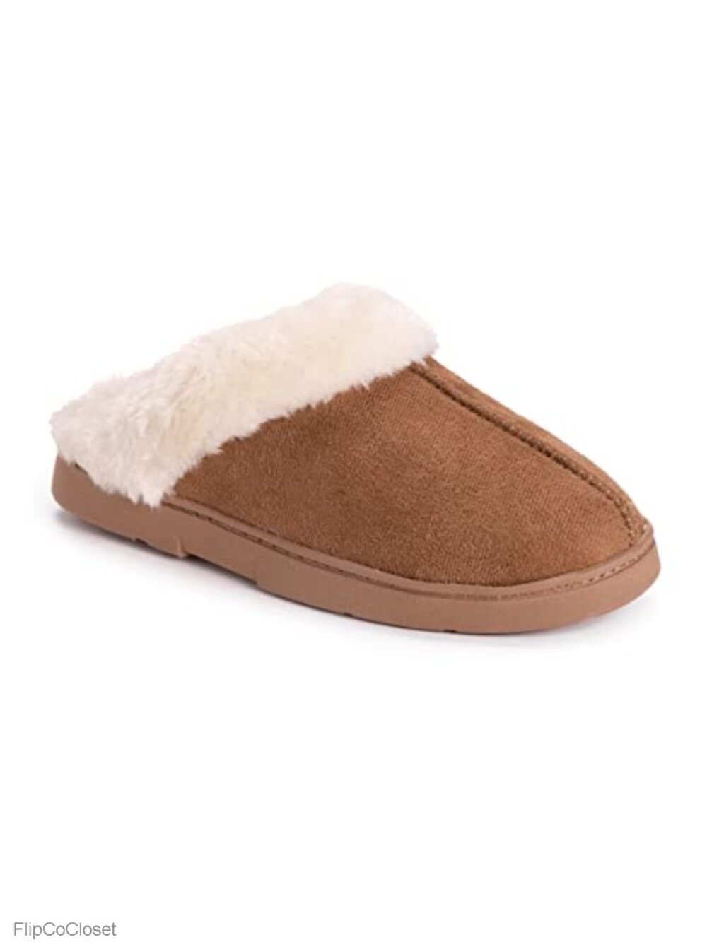 Faux Fur Lined Polysuede Clog Slippers Indoor Outdoor Comfort